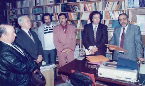 Από εκδήλωση του ΣΕΒ. Διακρίνεται ο πρόεδρός του Μπαμπης Μπαρμπουνάκης & ο εκδότης Γ. Μπίμπης